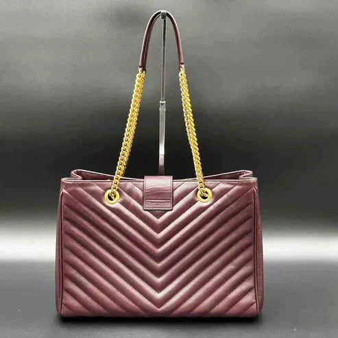 Ysl Classic Monogram Envelope Satchel Matelasse Chevron, Burgundy Leather, Large